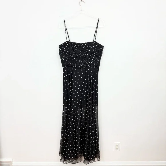 Ever New Brandy Polka Dot Maxi Dress Black White Sheer Overlay Romantic Size 12 - Picture 2 of 8